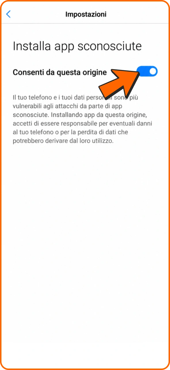 Abilita il download per ottenere l'app Betsson per Android.