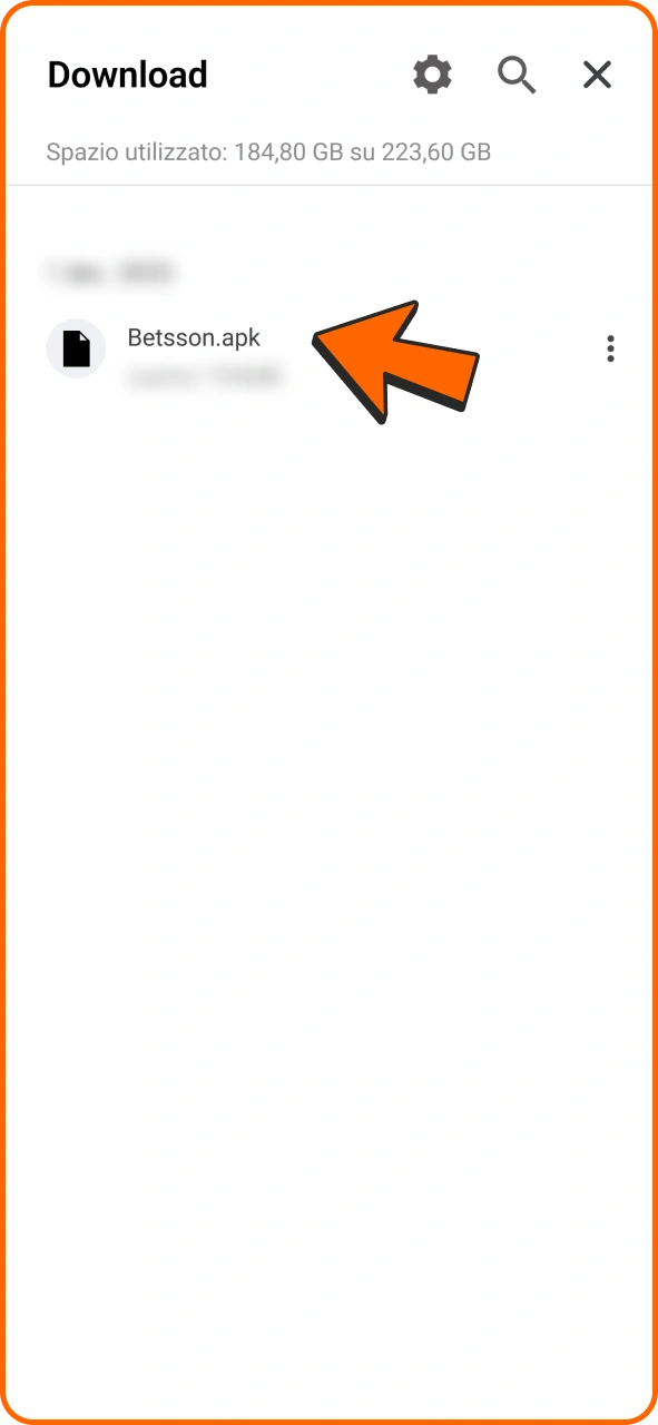 Troverete l'app Android di Betsson nella cartella dei download.