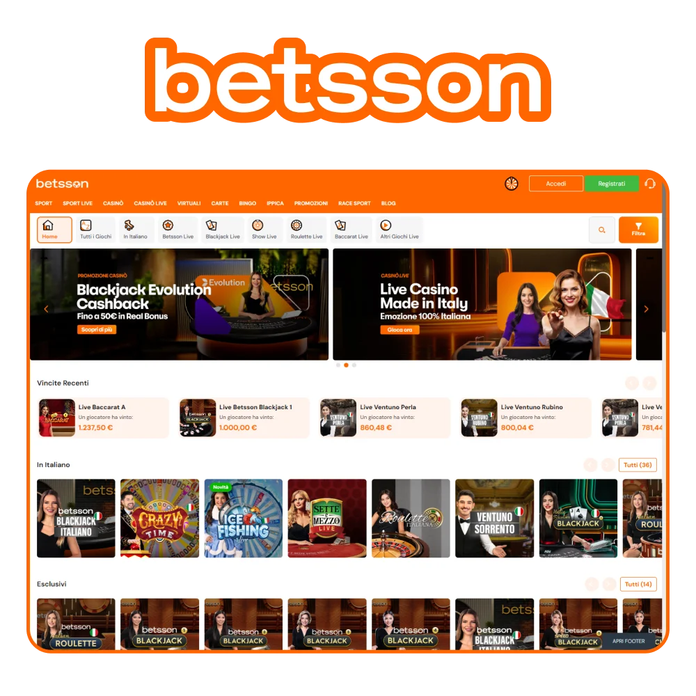 Live Casino con Dealer Reali su Betsson in Italia