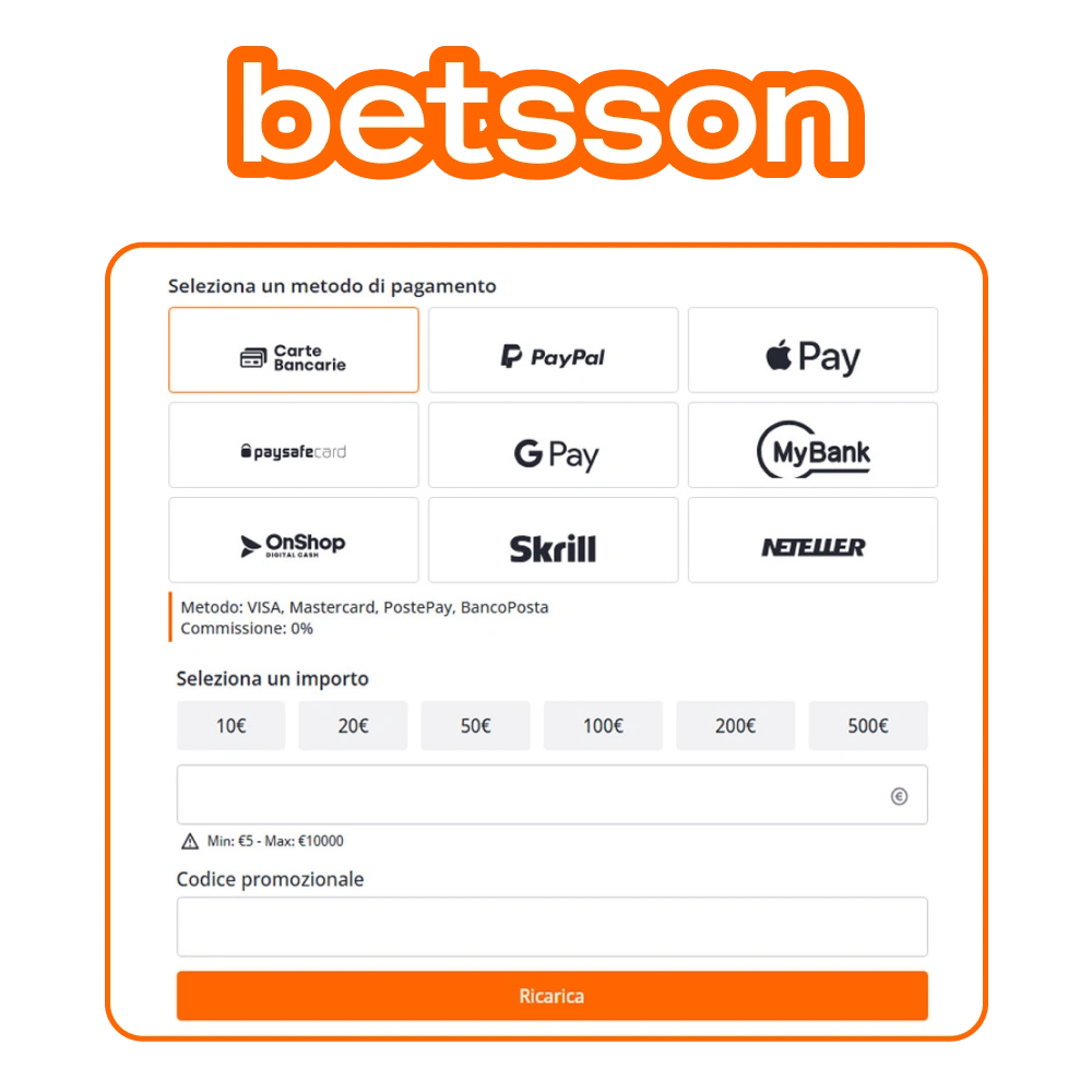 Effettua pagamenti rapidi e sicuri sul tuo conto Betsson.