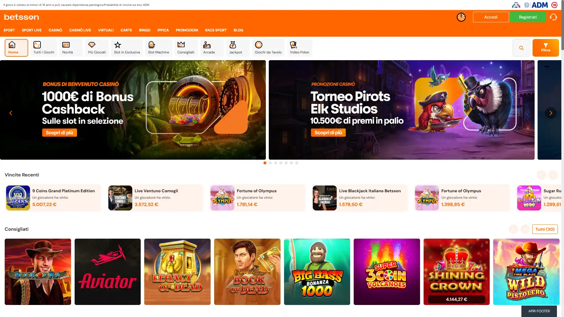 Prova tanti giochi da casinò su Betsson.