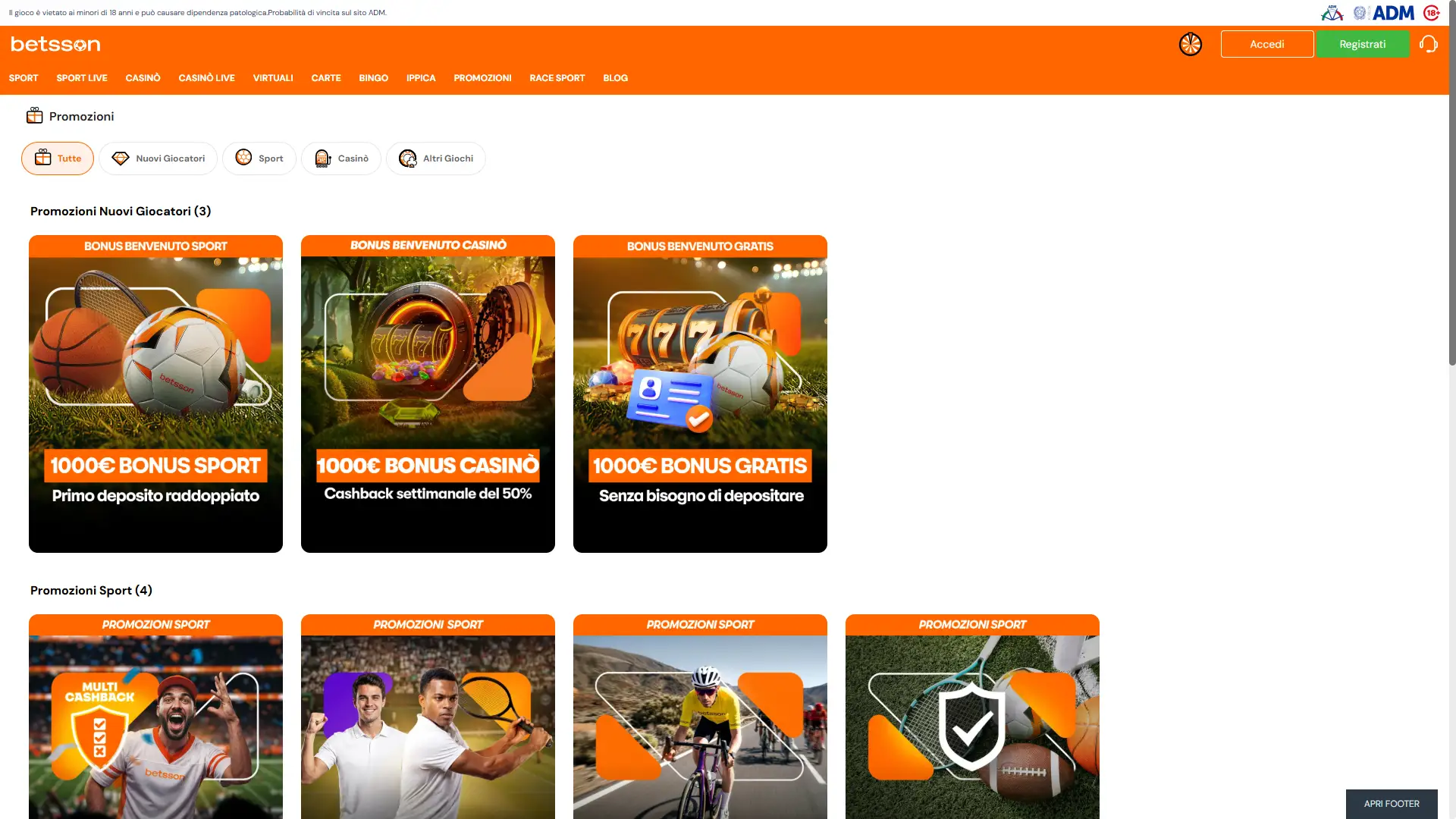Scopri le ultime promozioni sulla pagina dei bonus di Betsson.