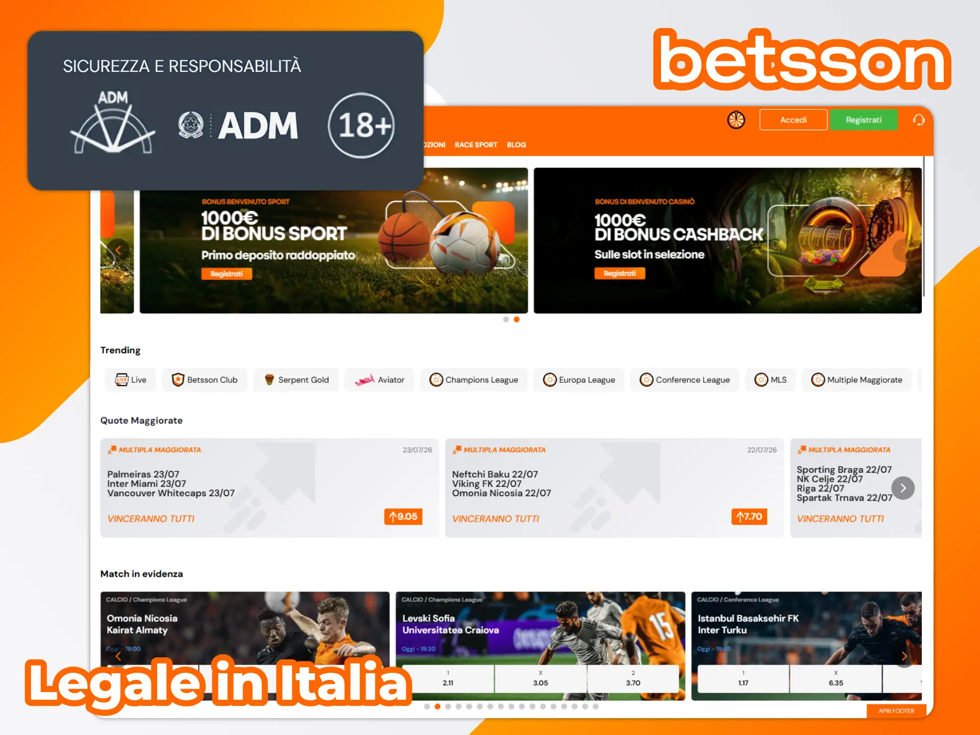 Betsson licenza ADM Italia legale
